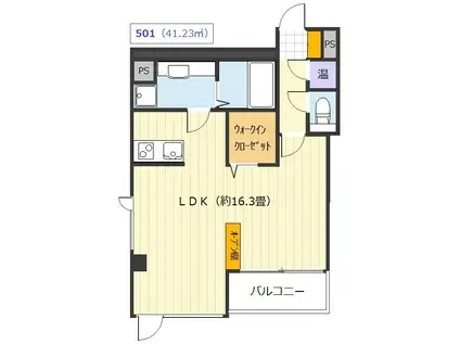 CIEL BLEU(ワンルーム/5階)の間取り写真