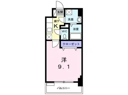 ELEVITA弥永(1K/3階)の間取り写真