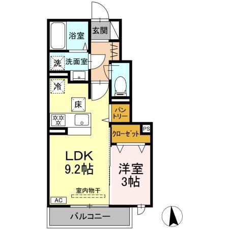 ヴィラクレストVII(1LDK/1階)の間取り写真