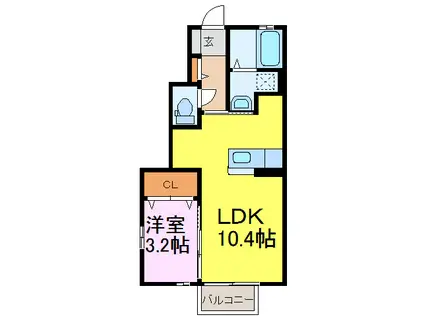 プランドール・ミスギ(1LDK/1階)の間取り写真