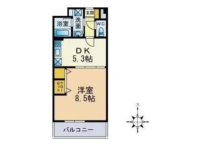 アドラブール干隈(1DK/6階)の間取り写真