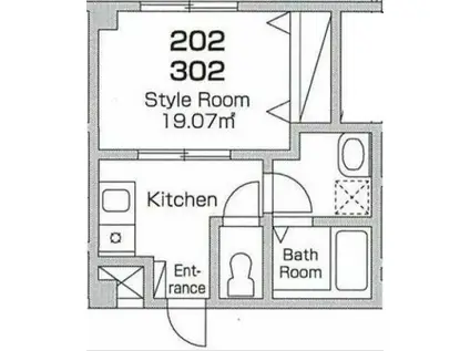 カーサロッサふじみ野(1K/3階)の間取り写真