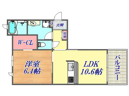 ヴィラージュ山手(1LDK/1階)の間取り写真