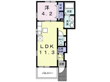 ヴァルゴII(1LDK/1階)の間取り写真
