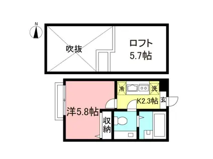 アザーレランド前C棟(1K/1階)の間取り写真