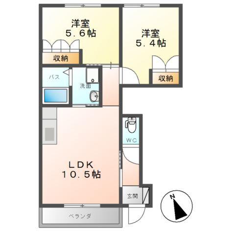 SKY HAWK(2LDK/1階)の間取り写真