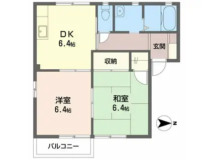 フォーレス華(2DK/2階)の間取り写真