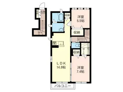 SHM グラン ブルーB(2LDK/2階)の間取り写真