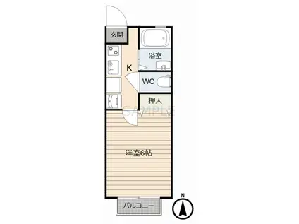 カーサ城北(1K/1階)の間取り写真