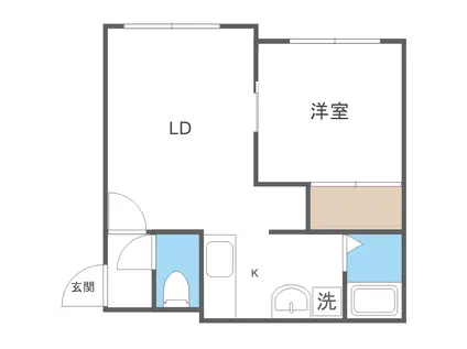 プライムハウス琴似 PRIME HOUSE KOTONI(1LDK/1階)の間取り写真