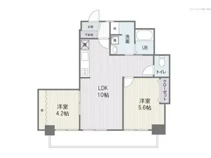 アーバンNAGAO(2LDK/4階)の間取り写真