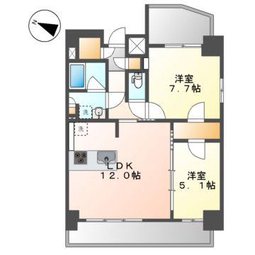 S-RESIDENCE上社南AMANTE(2LDK/7階)の間取り写真