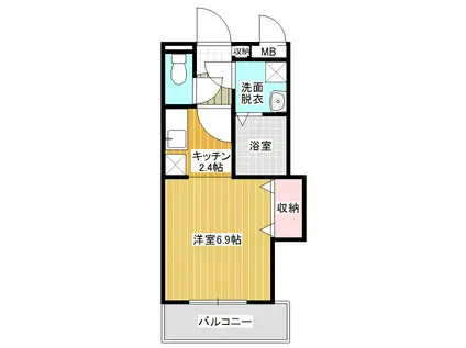 LA VITA E BELLAII(ワンルーム/1階)の間取り写真