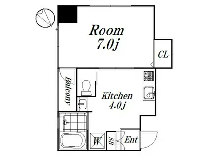 シャルム・浜田山(1K/2階)の間取り写真