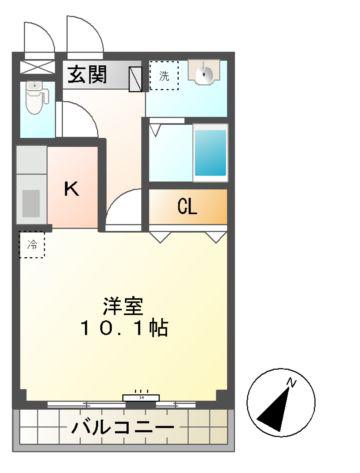オルテンシア(1K/1階)の間取り写真