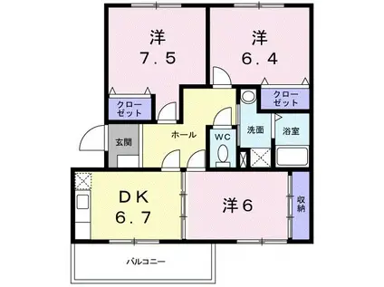 エントピアC(3DK/3階)の間取り写真