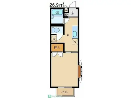 サンシティーコーポ浜尻(1K/1階)の間取り写真