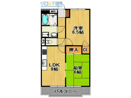 荻野MGレヂデンスII(2LDK/2階)の間取り写真