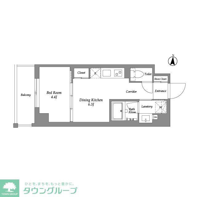ウエリスアーバン住吉イースト(1DK/3階)の間取り写真