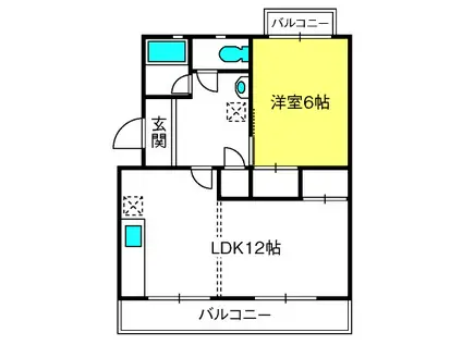 中根マンション(1LDK/4階)の間取り写真