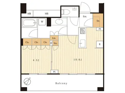 ザ・ヒルトップタワー高輪台(1LDK/8階)の間取り写真