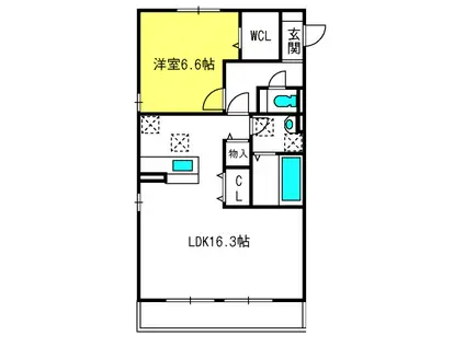 アルコバレーノ(1LDK/2階)の間取り写真