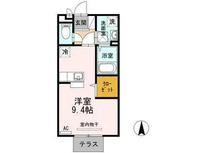 アミティエ(ワンルーム/2階)の間取り写真