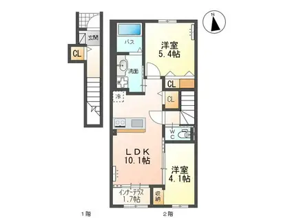 ATテラスIII(2LDK/2階)の間取り写真