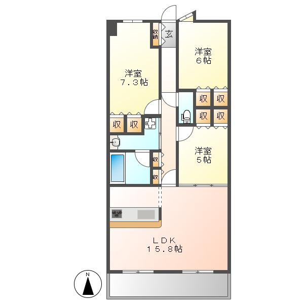 LASANTE東白壁(3LDK/4階)の間取り写真