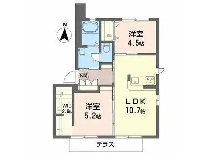 フォレストコートC(2LDK/1階)の間取り写真