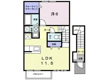 ポタジェ太田A(1LDK/2階)の間取り写真