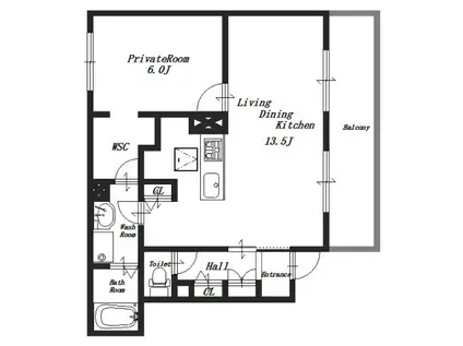 ヘゼリッヒ(1LDK/1階)の間取り写真