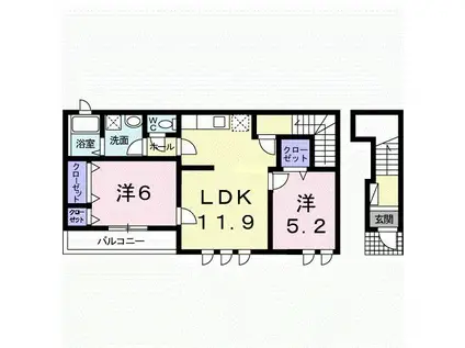 アウローラ(2LDK/2階)の間取り写真