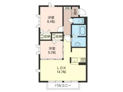 ボー・セジュールIII番館(2LDK/2階)の間取り写真