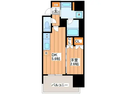 ドゥーエ仙台イーストIII(1DK/3階)の間取り写真