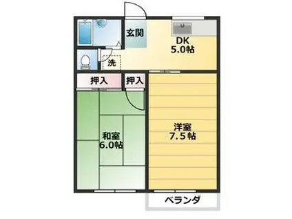 第2本多ハイツ(2DK/2階)の間取り写真