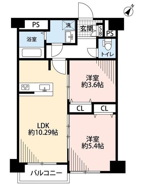 ライオンズマンション駒込第2(2LDK/8階)の間取り写真