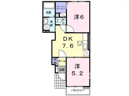 アメニティTODORO(2DK/1階)の間取り写真