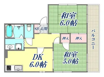 フレグランス北園田(2DK/1階)の間取り写真