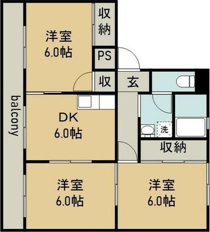 コーポエデン(3DK/1階)の間取り写真