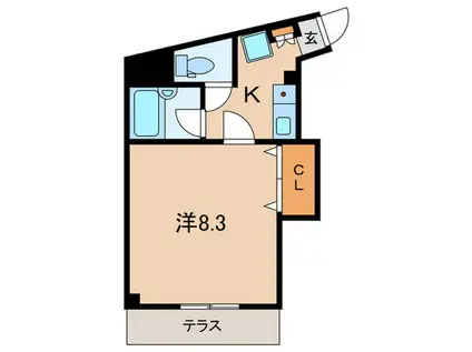 ラ・フロールカッサ(1K/1階)の間取り写真