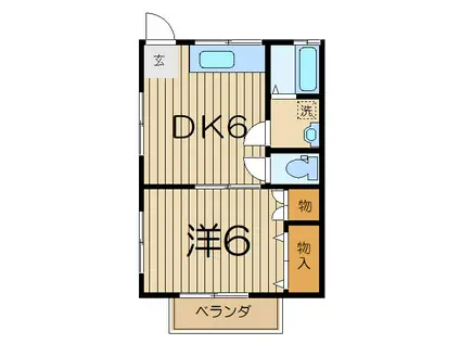 メゾンK(1DK/2階)の間取り写真