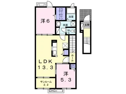 コルトゥーラ(2LDK/2階)の間取り写真