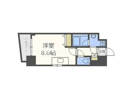 S-RESIDENCE福島LUXE(ワンルーム/13階)の間取り写真