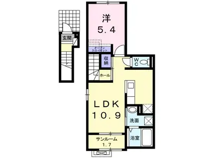 フリージア(1LDK/2階)の間取り写真