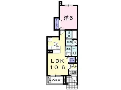 カーサ・デル・アモーレB(1LDK/1階)の間取り写真