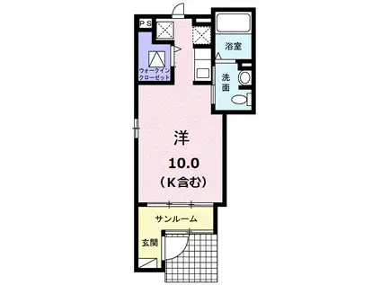 フレミールヴァン C(ワンルーム/1階)の間取り写真