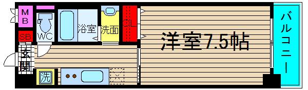 KDXレジデンス難波(1K/4階)の間取り写真