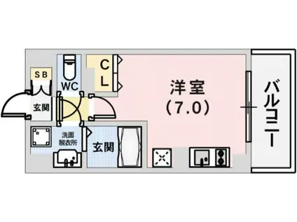 パシフィックレジデンス神戸八幡通(ワンルーム/9階)の間取り写真