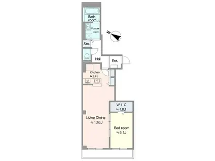 イーストIM(1LDK/2階)の間取り写真